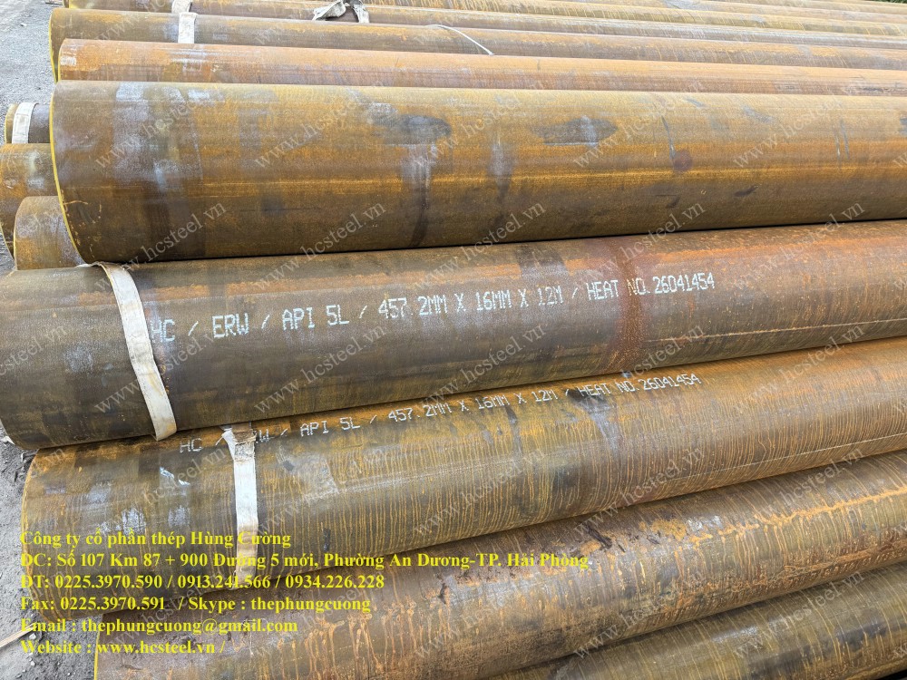 Ống Thép Hàn 457.2 x 16mm x 12m | Thép Hùng Cường